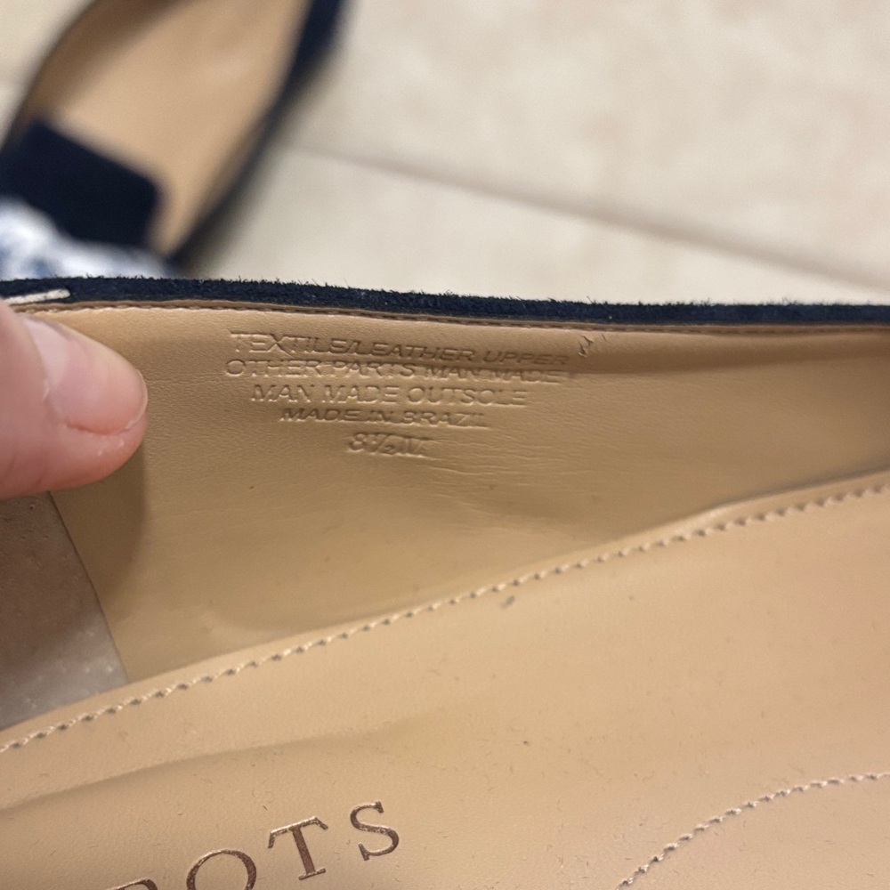 Talbots Navy Blue Suede Flats with Floral Bow - Picture 3 of 3